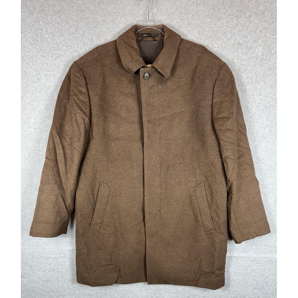 Pronto Uomo Coat Mens 42R Brown Wool Blend Overcoat Mid Length Classic Lined